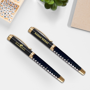 SwissBrand ® Luxe 2514 Black Premium Rollerball Pen with Chrome Trim>Overview Image