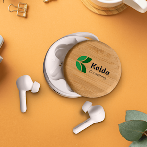 Cherry Bamboo Wireless Earbuds > Overview Image