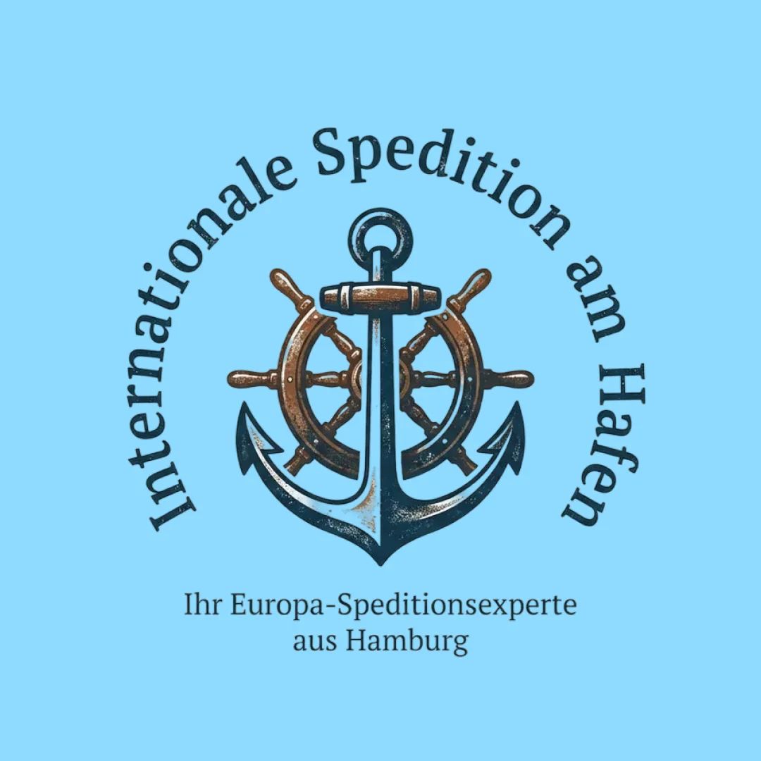 Logo mit Anker und Steuerrad, steht für internationale Transporte und maritime Zuverlässigkeit.