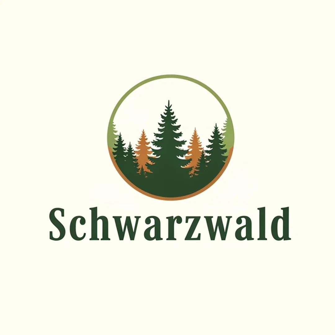 Logo mit stilisierten Tannen im Kreis, das Natur, Ruhe und regionale Verbundenheit vermittelt.