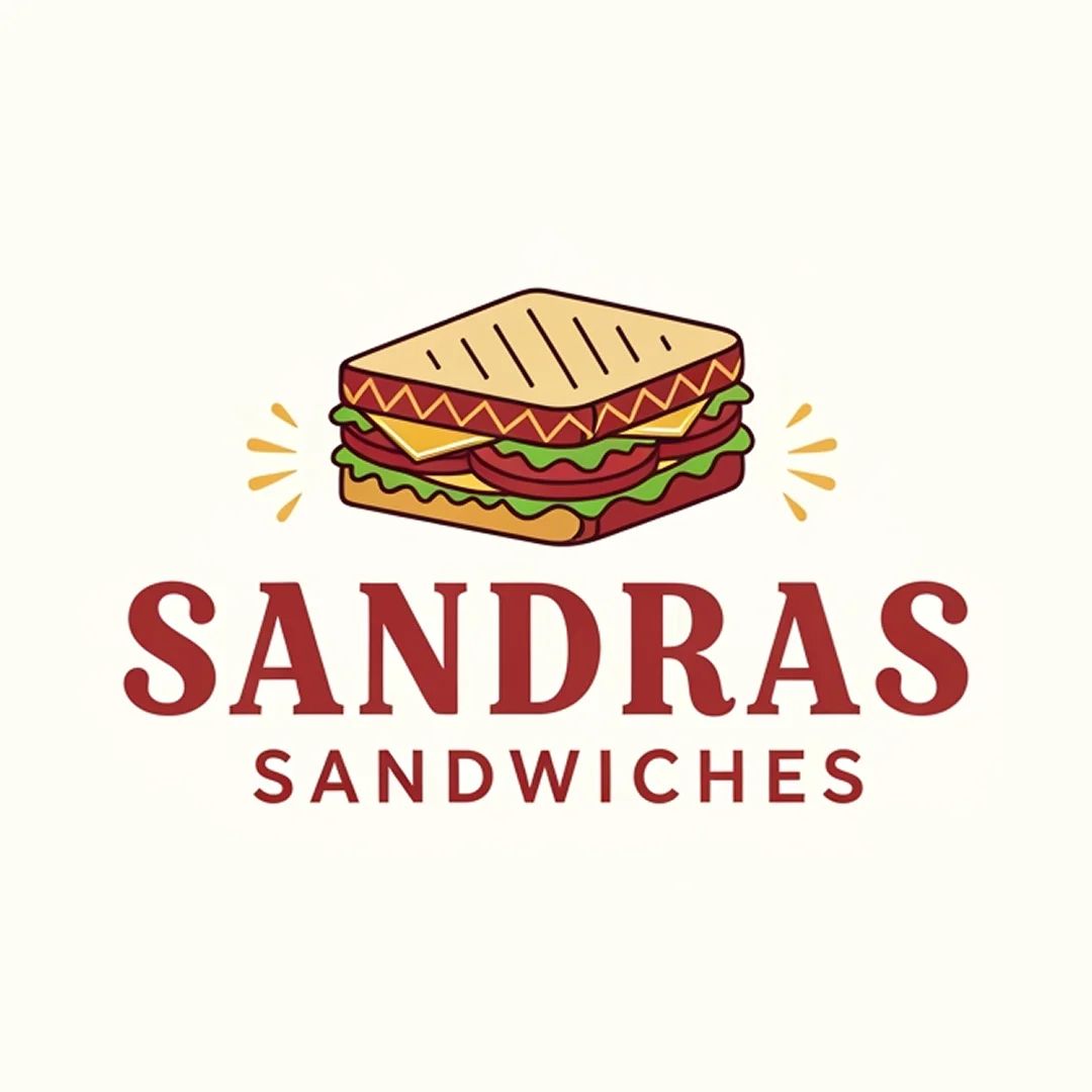 Logo mit einem belegten Sandwich-Icon, frisch, freundlich und einladend gestaltet.