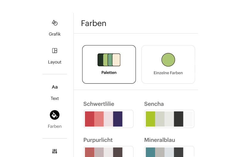 Logomaker-Benutzeroberfläche mit einer Auswahl an Schriftarten und Farben.