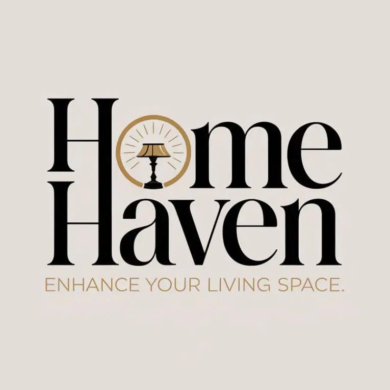 "Home Haven" logo featuring a stylized lamp and warm colors with tagline "Enhance your living space".