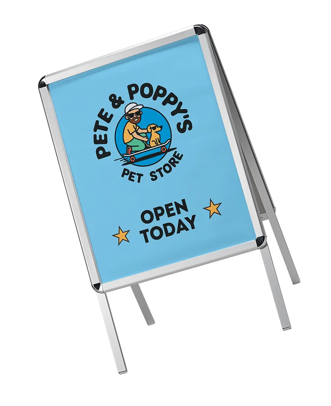 Pet store logo printed on an A-Frame Sign