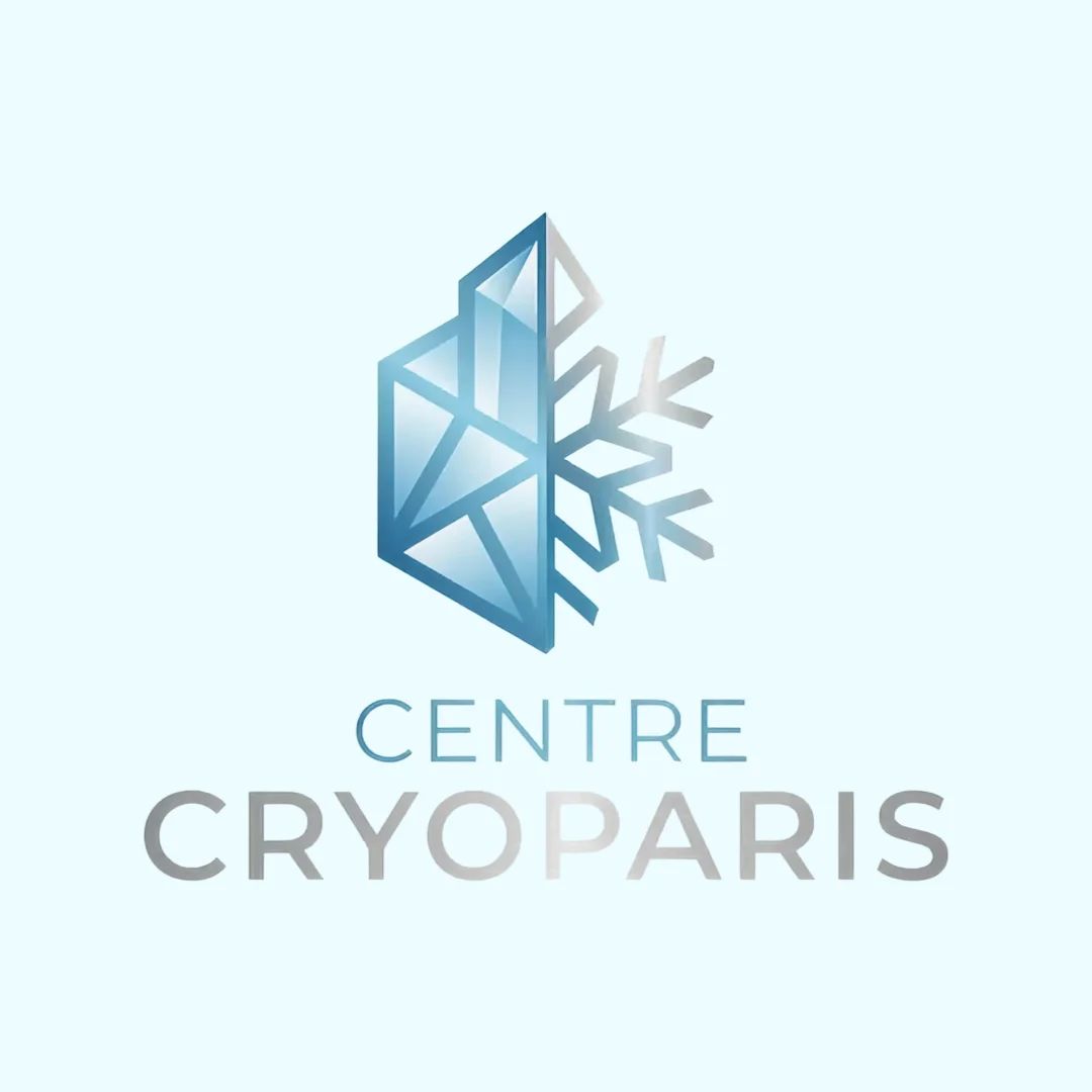 Symbole géométrique évoquant un cristal et un flocon, représentant la cryothérapie et le soin par le froid.