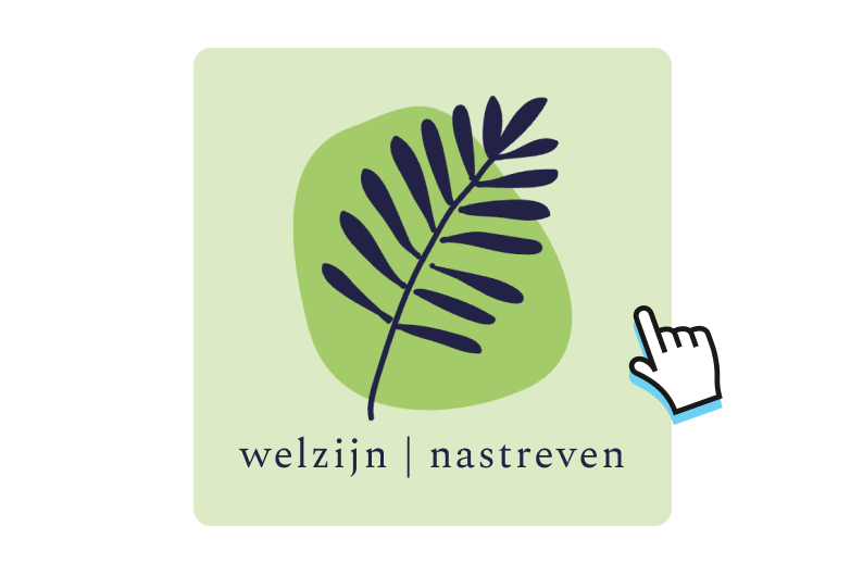 Een logo met een blad voor een wellnessmerk.
