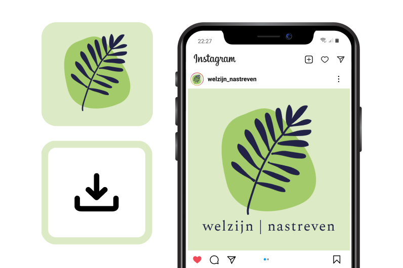 Een downloadpictogram met een logo wordt weergegeven op een mobiel apparaat.