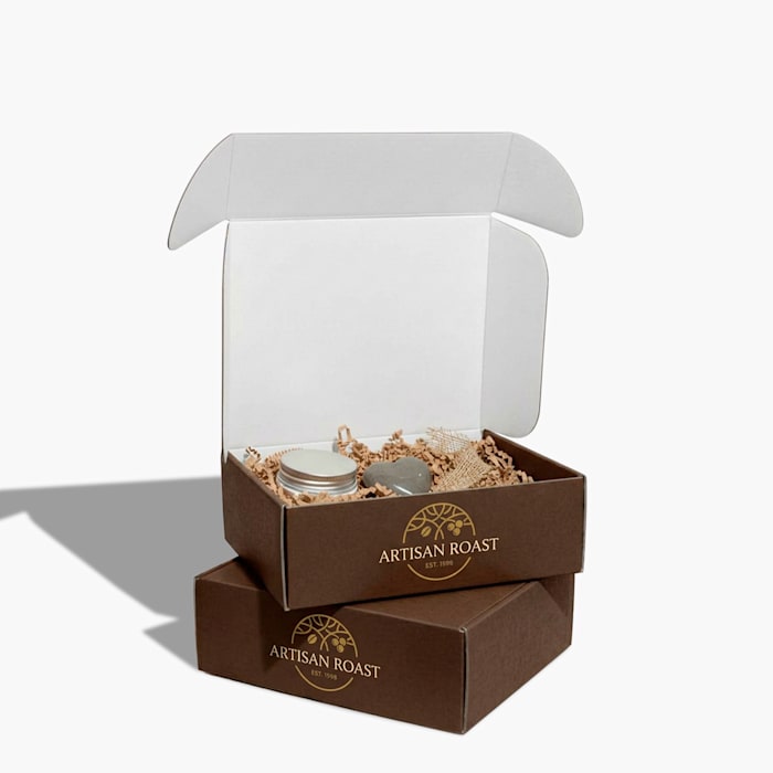 Printed mailer boxes with colourful branded artwork