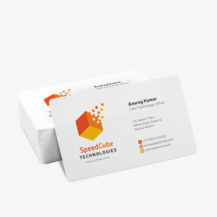Rounded corner business cards with printed designs