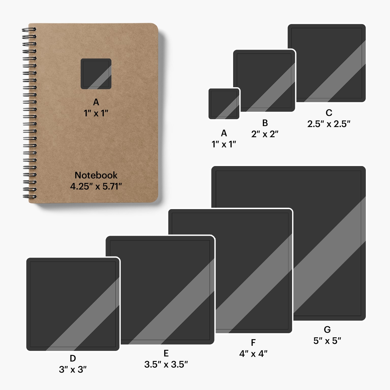 Hojas de etiquetas adhesivas cuadradas