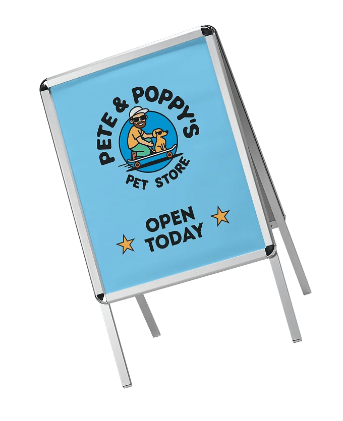 Pet store logo printed on an A-Frame Sign