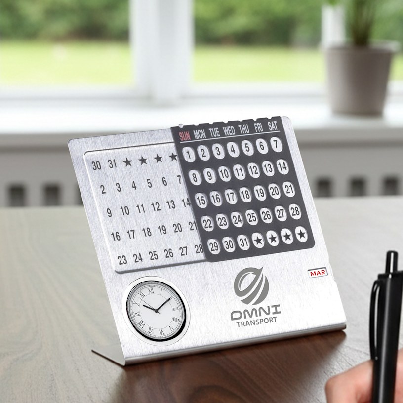 Perpetual Desk Calendar with Clock > Hero img2