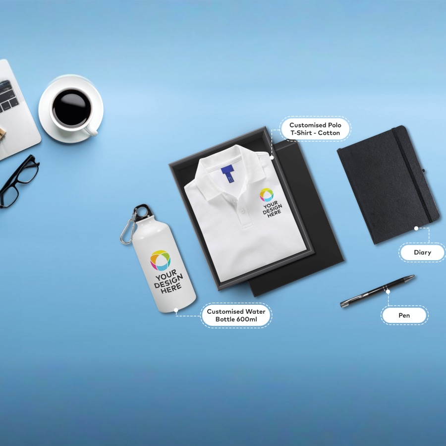 Employee Welcome Kit (Polo T-Shirt, Water Bottle, Dairy, Pen) 