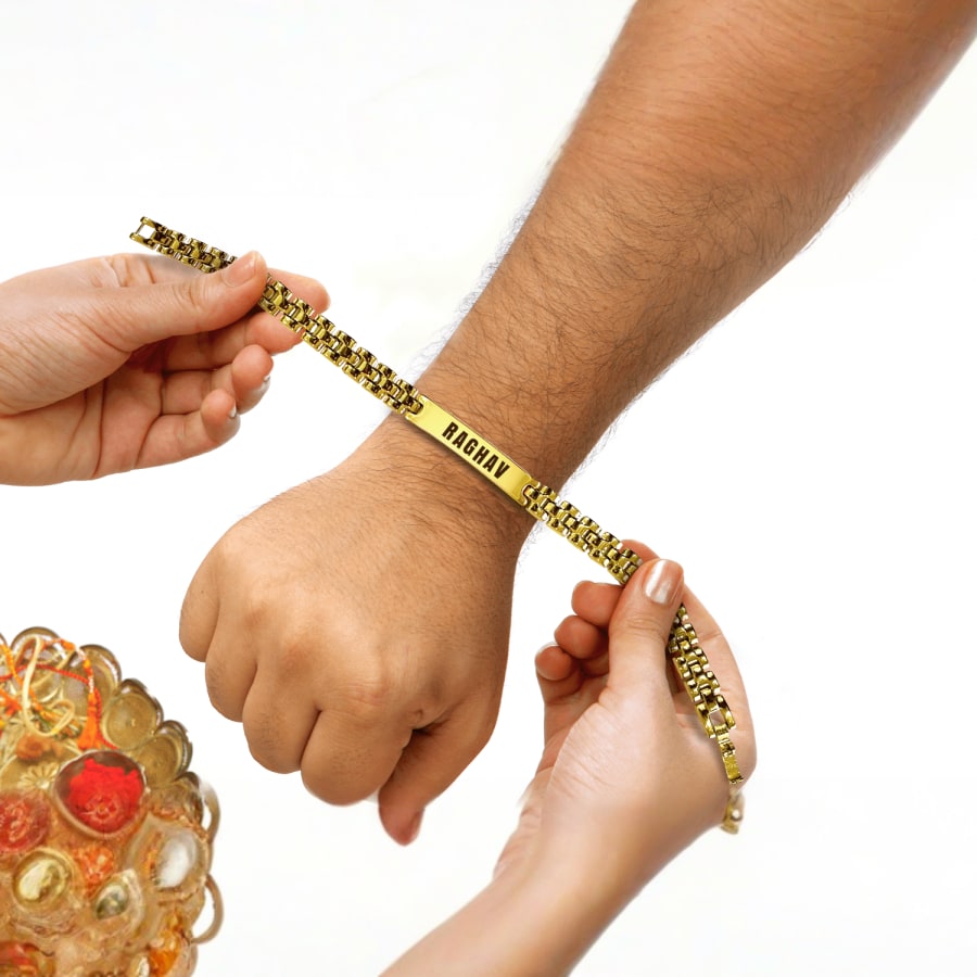 Personalised Rakhi Golden Rolex Chain > Hero img2