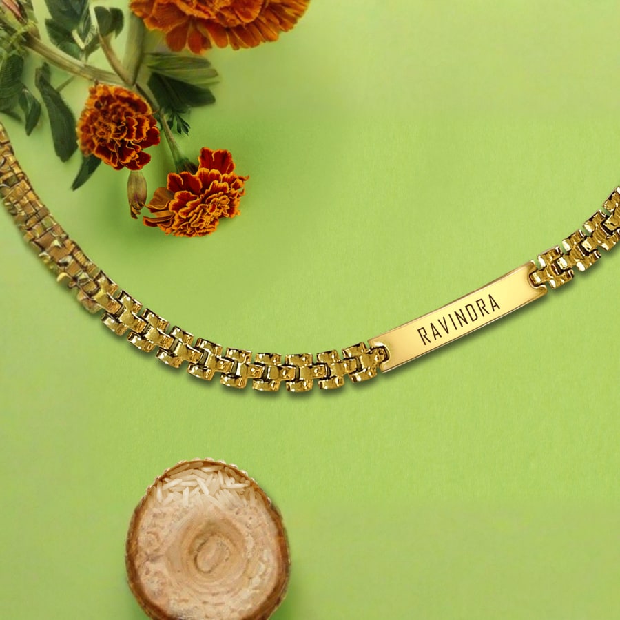 Personalised Rakhi Golden Rolex Chain > Hero img3
