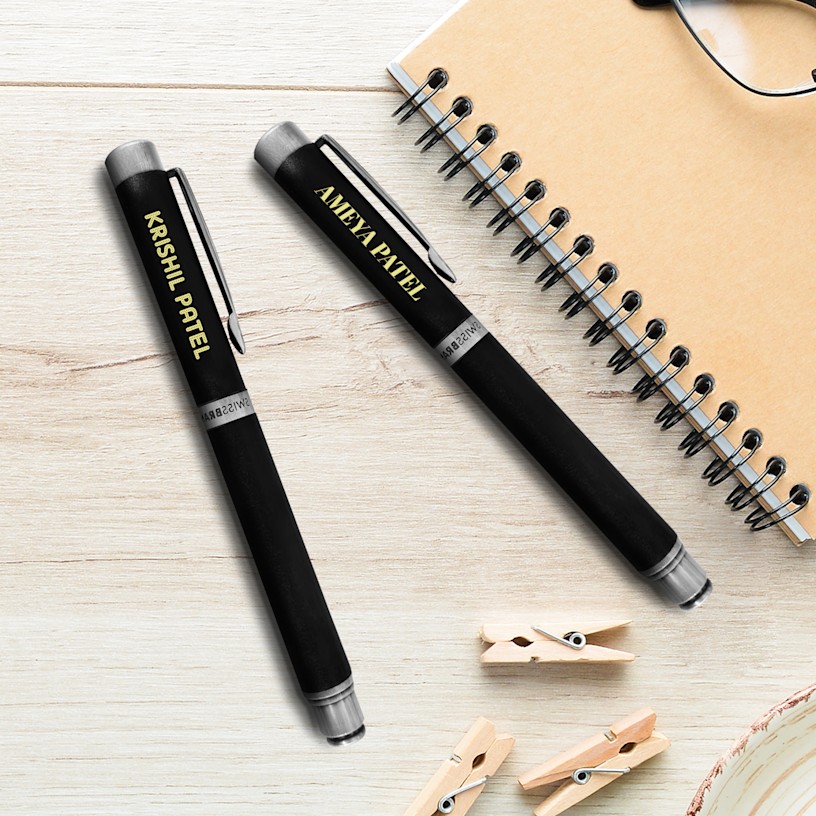 SwissBrand ® Zenith 2507 Matte Black Rollerball Pen with Chrome Trim >Hero Image 02