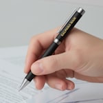 SwissBrand ® Glide 2528 Matte Black Chrome Ballpoint Pen with Chrome Trim >Hero Image 01