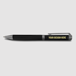SwissBrand ® Glide 2528 Matte Black Chrome Ballpoint Pen with Chrome Trim >Hero Image 03