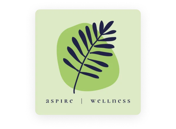 A logo for a wellness brand showing a silhouetted leaf.