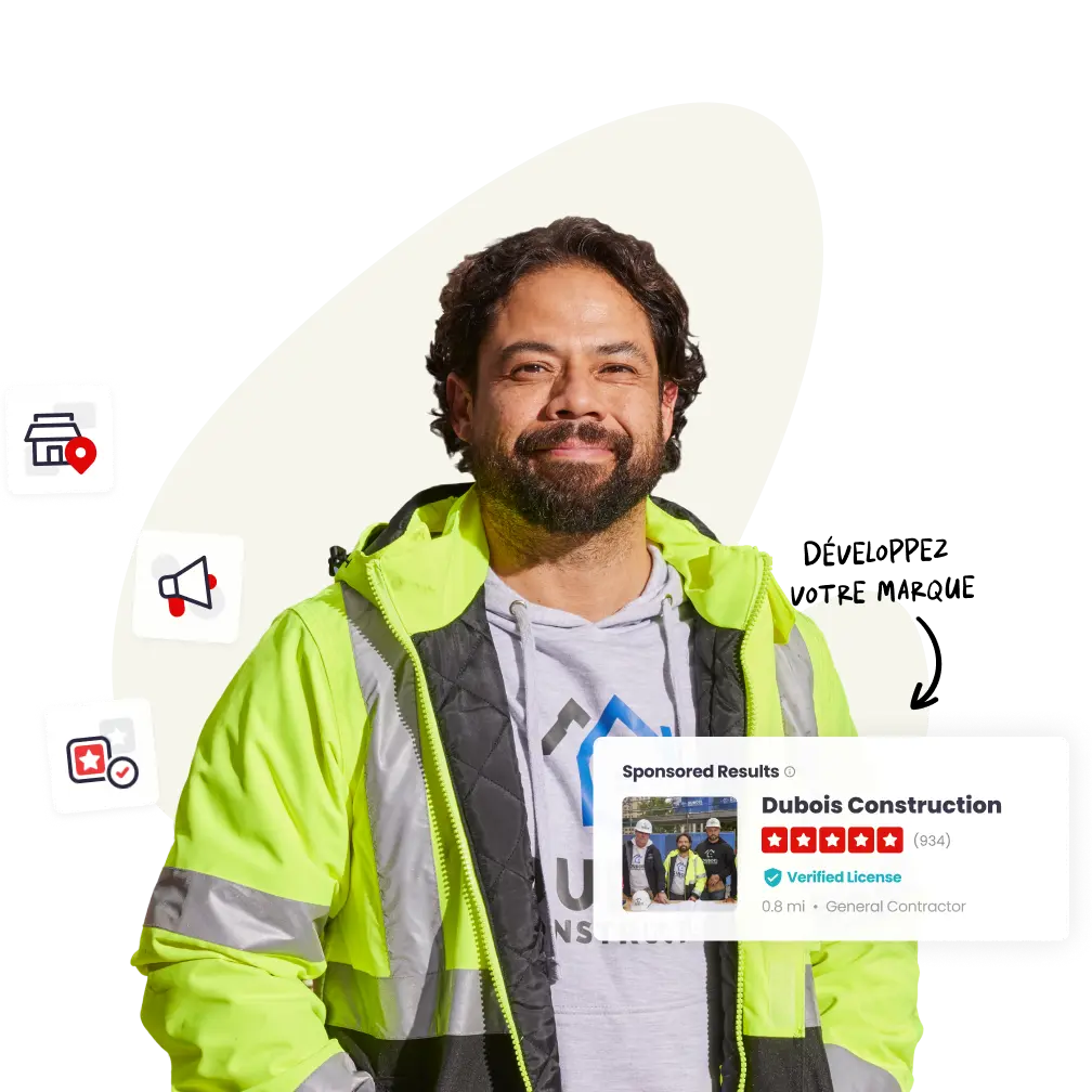 Exemple d’une fiche d’entreprise Yelp pour le secteur de la construction