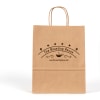 brown paper bag with business logo