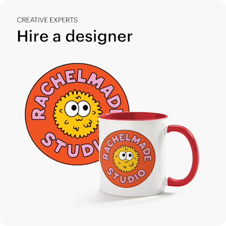 CREATIVE EXPERTS Hire a designer A mug personalized with a business logo.
