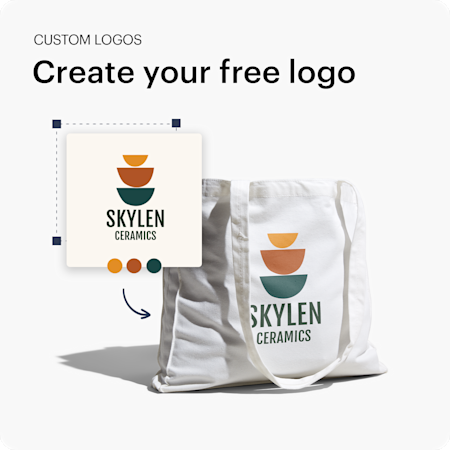 CUSTOM LOGOS Create your free logo A tote bag with a custom logo.