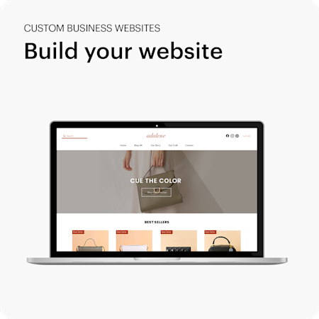 自定义商业网站构建您的网站显示自定义商业网站的笔记本电脑屏幕。