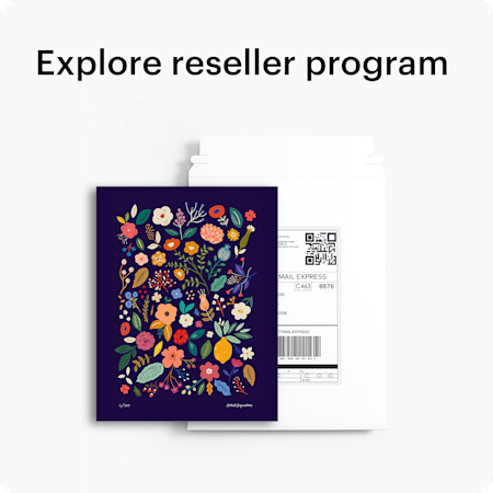 WHOLESALE PRINT PROGRAM Explore reseller program A customized print on top of an envelope.
