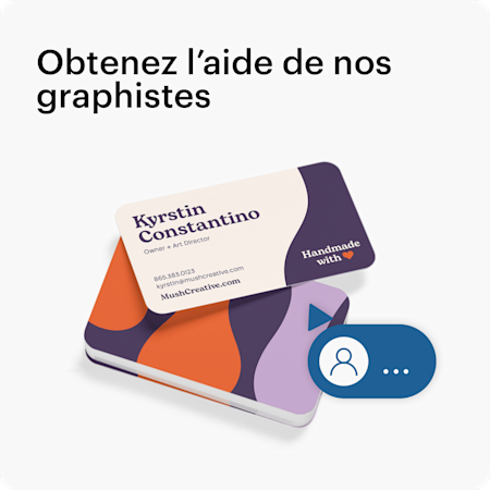 CONCEPTION DE PRODUITS Demandez l’aide de nos graphistes Pile de cartes d’affaires personnalisées aux coins arrondis.