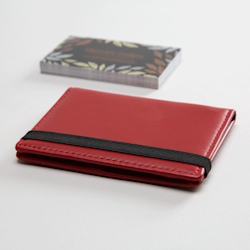 Folded Red Leather Business Card Holder