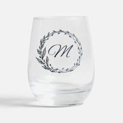 Etched Stemless Wine Glasses