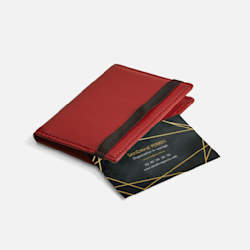 Folded Red Leather Business Card Holder