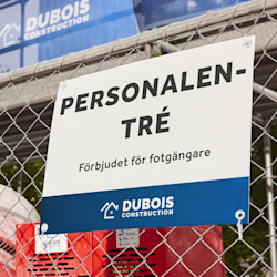 Skylt för byggarbetsplats