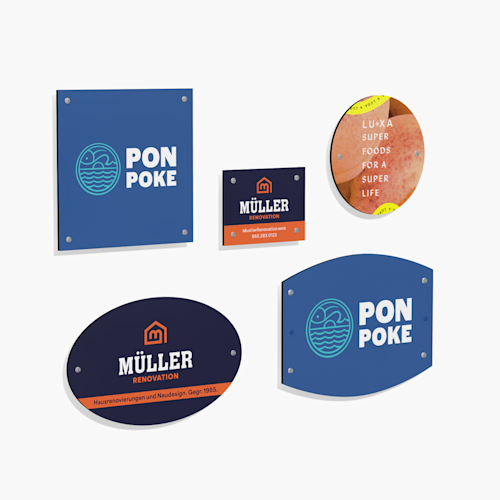 Aluminium- und Plexiglas-Schilder