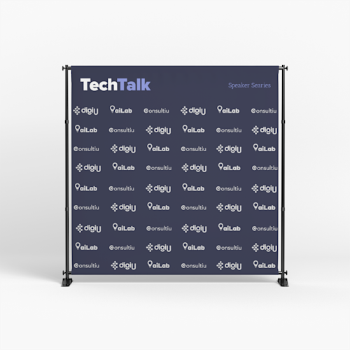Werbewand mit Teleskoprahmen und Textilbanner