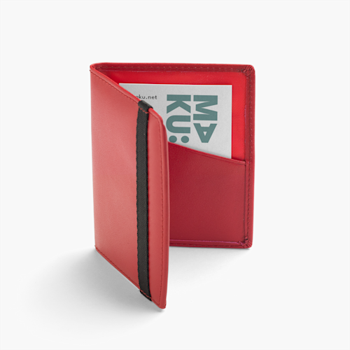 Folded Red Leather Business Card Holder