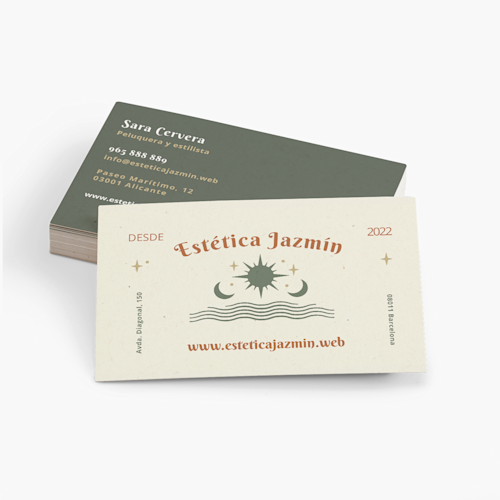 Tarjetas de visita con acabado mate reciclado