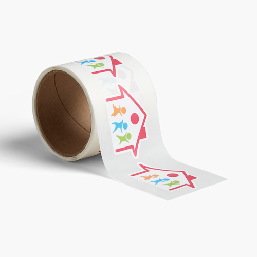 Etiquetas adhesivas en rollo troqueladas