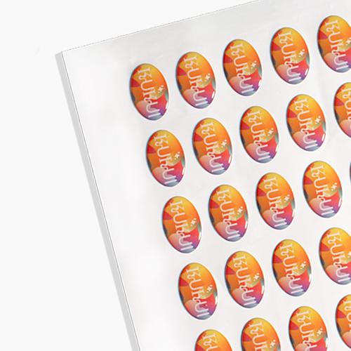 Doming stickers op vel