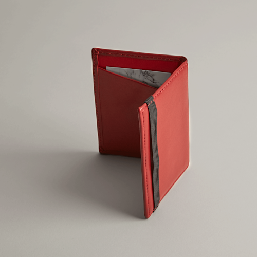 Folded Red Leather Business Card Holders