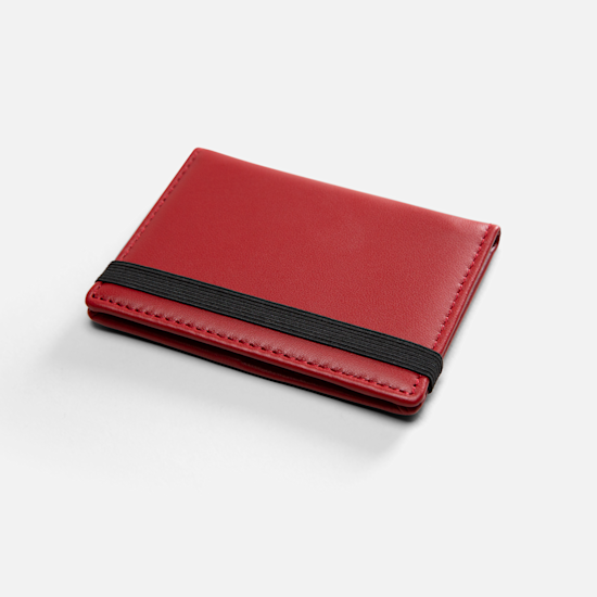 Folded Red Leather Business Card Holders