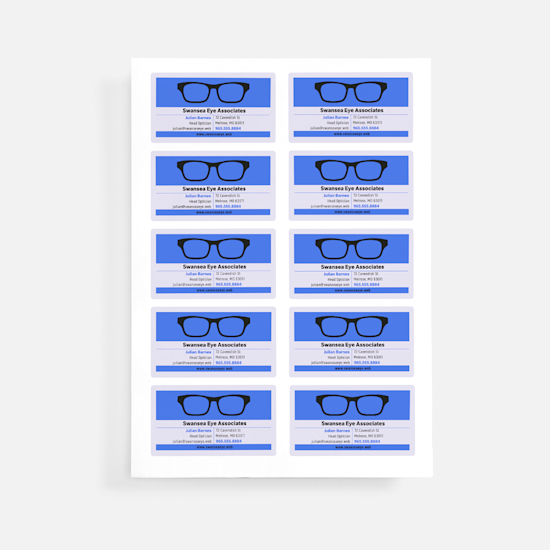 optician's business card stickers