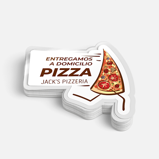 adhesivo estático con una figura de pizza personalizada