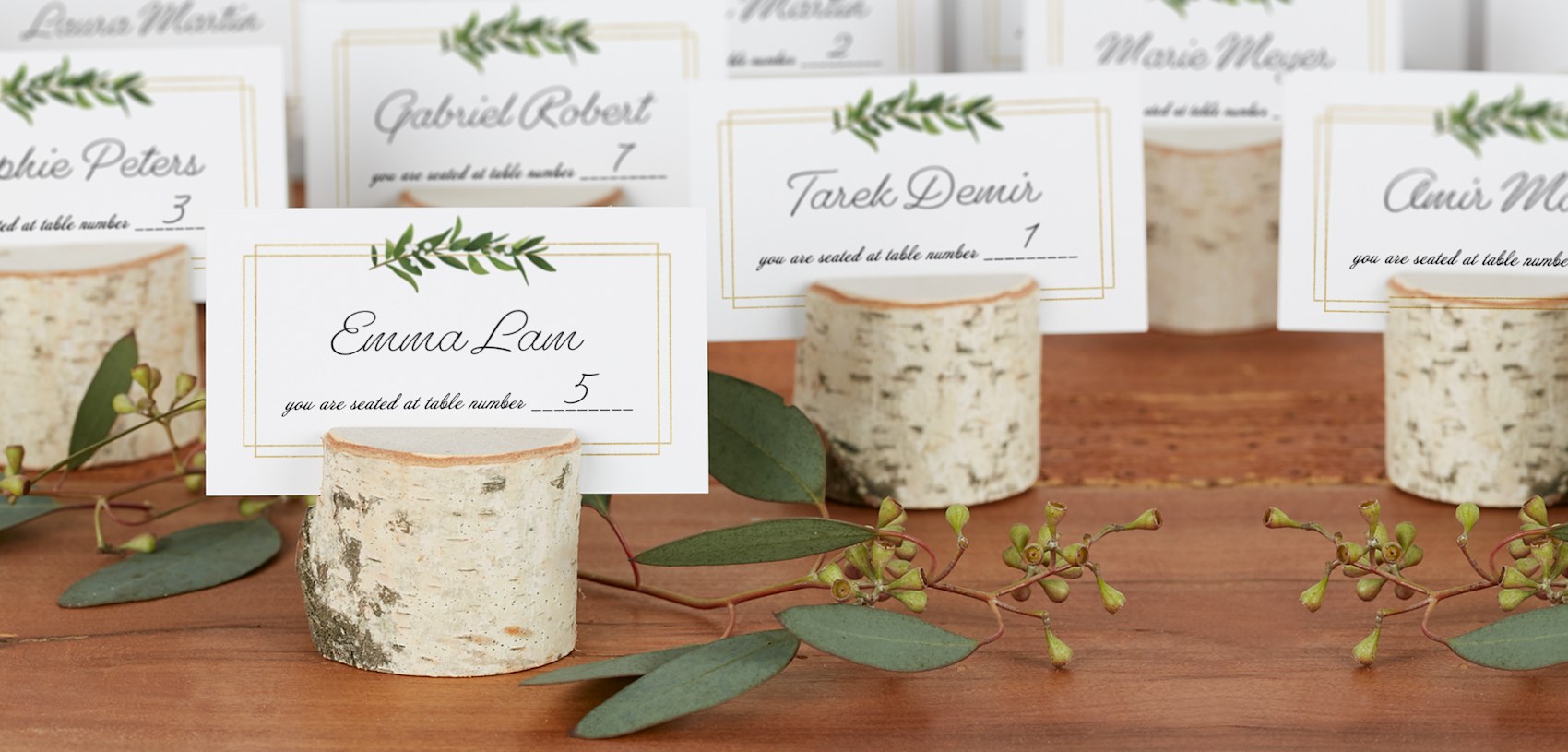 place cards with rustic design
