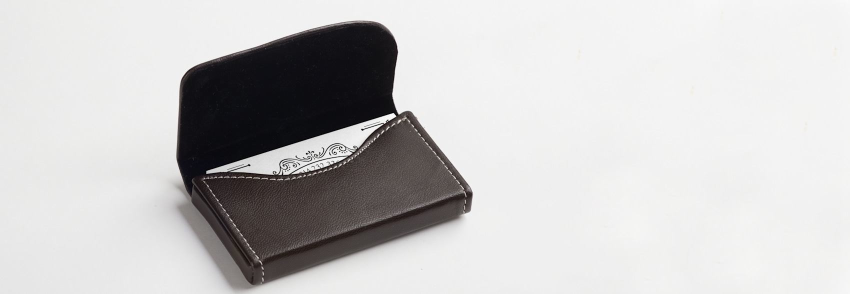 Black Leather Business Card Holders, Horizontal Leather Card Case