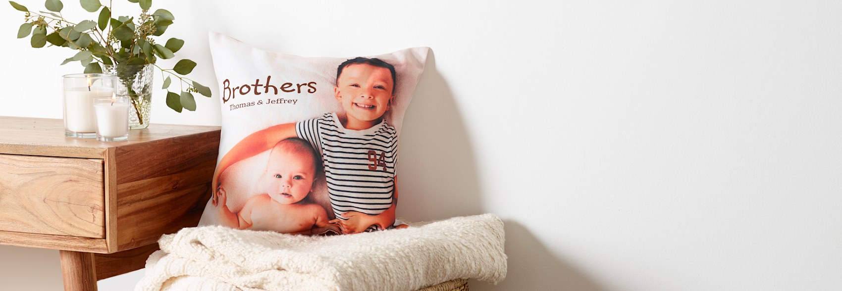 Larger version:  personalised cushion with kids photo