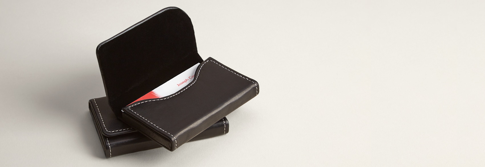 Black Leather Horizontal Business Card Holders 1