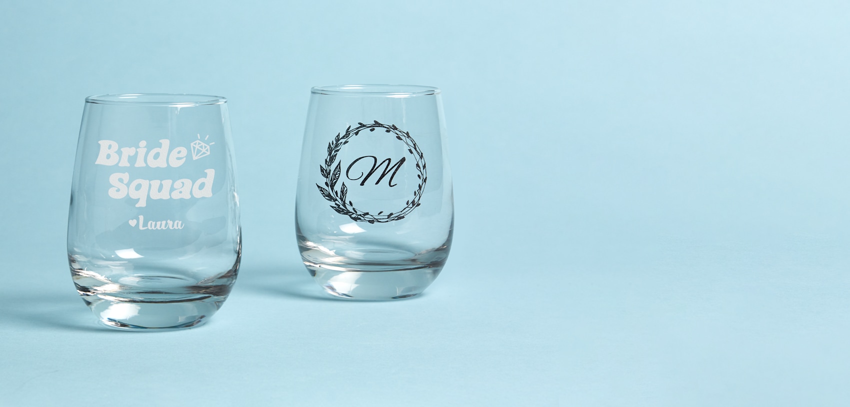 Etched Stemless Wine Glasses 4