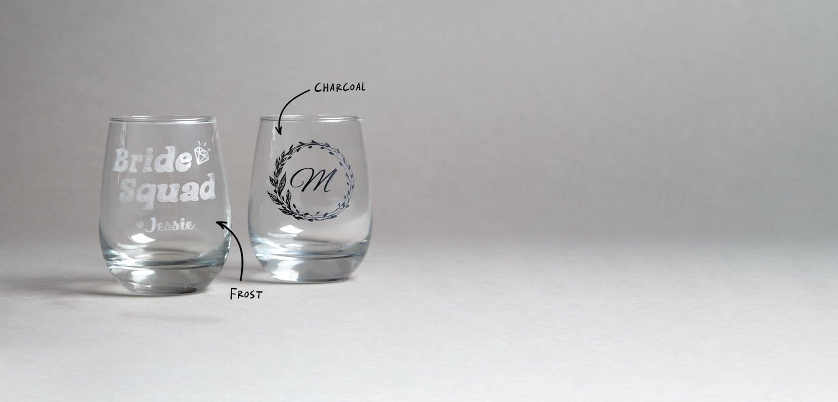 Etched Stemless Wine Glasses 4